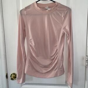 Athleta Foresthill Ascent Top Pink Ruched Mesh Back Activewear M